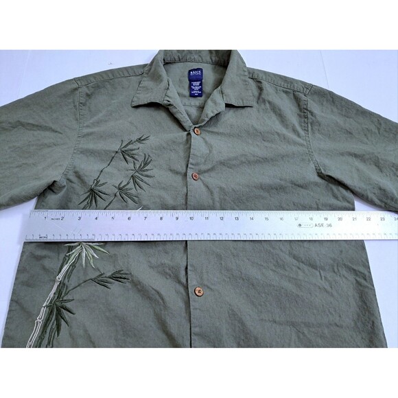 Bamboo Hawaiian Linen Rayon Rockabilly Tropical Island Shirt Size Medium Green - Picture 5 of 6